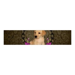 Cute Little Puppy With Flowers Velvet Scrunchie by FantasyWorld7