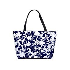 Navy & White Floral Design Classic Shoulder Handbag by WensdaiAmbrose