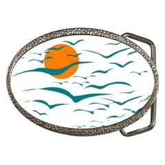 Sunset Glow Sun Birds Flying Belt Buckles