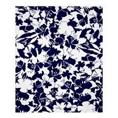Navy & White Floral Design Shower Curtain 60  X 72  (medium)  by WensdaiAmbrose