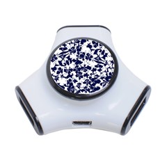 Navy & White Floral Design 3-port Usb Hub by WensdaiAmbrose