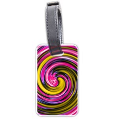 Swirl Vortex Motion Pink Yellow Luggage Tag (one Side) by HermanTelo