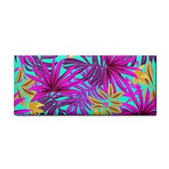 Tropical Greens Pink Leaves Hand Towel by HermanTelo