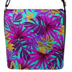 Tropical Greens Pink Leaves Flap Closure Messenger Bag (s) by HermanTelo