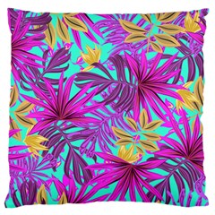 Tropical Greens Pink Leaves Standard Flano Cushion Case (two Sides)