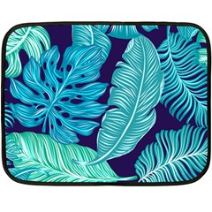 Tropical Greens Leaves Banana Fleece Blanket (mini) by HermanTelo