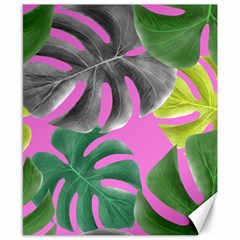 Tropical Greens Pink Leaf Canvas 8  X 10  by HermanTelo