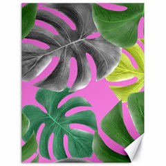 Tropical Greens Pink Leaf Canvas 18  X 24  by HermanTelo