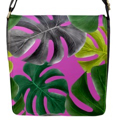 Tropical Greens Pink Leaf Flap Closure Messenger Bag (s)