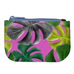 Tropical Greens Pink Leaf Large Coin Purse Front