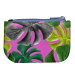 Tropical Greens Pink Leaf Large Coin Purse Back