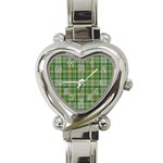 Vintage Green Plaid Heart Italian Charm Watch Front