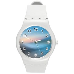 Wave Background Round Plastic Sport Watch (m) by HermanTelo