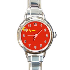 Flag Of People s Liberation Army Round Italian Charm Watch