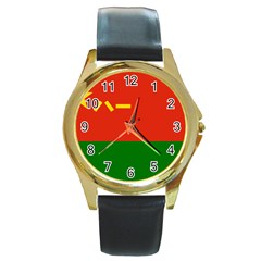 Flag Of People s Liberation Army Ground Force Round Gold Metal Watch by abbeyz71