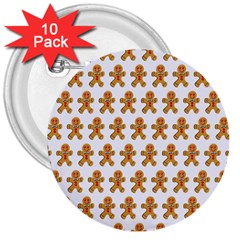 Gingerbread Men 3  Buttons (10 Pack)  by Mariart