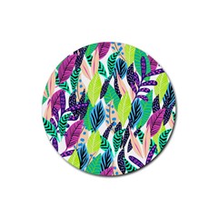 Leaves Rainbow Pattern Nature Rubber Coaster (round)  by Alisyart