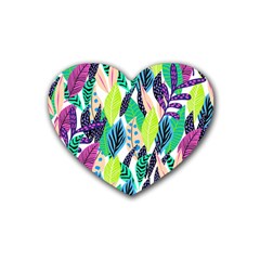 Leaves Rainbow Pattern Nature Heart Coaster (4 Pack) 