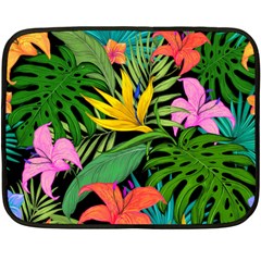 Tropical Greens Leaves Double Sided Fleece Blanket (mini)  by Alisyart