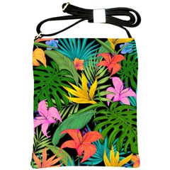 Tropical Greens Leaves Shoulder Sling Bag