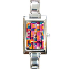 Abstract Background Geometry Blocks Rectangle Italian Charm Watch