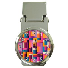 Abstract Background Geometry Blocks Money Clip Watches by Bajindul