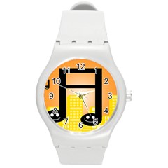 Abstract Anthropomorphic Art Round Plastic Sport Watch (m) by Bajindul