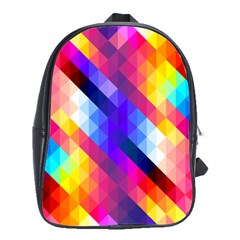 Abstract Blue Background Colorful Pattern School Bag (large)