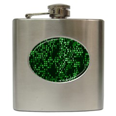 Abstract Plaid Green Hip Flask (6 Oz) by Bajindul