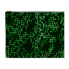 Abstract Plaid Green Cosmetic Bag (xl)