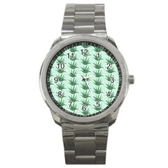 Aloe Plants Pattern Scrapbook Sport Metal Watch