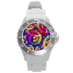 Abstract Background Spiral Colorful Round Plastic Sport Watch (l) by Bajindul