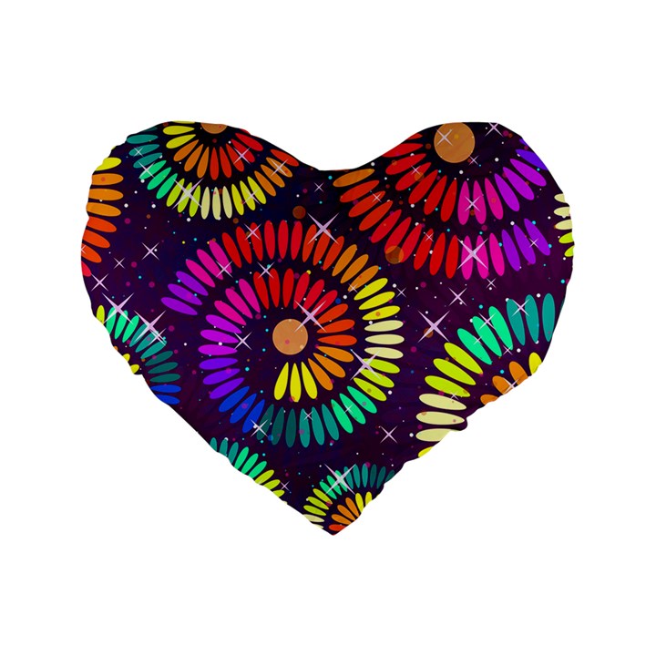 Abstract Background Spiral Colorful Standard 16  Premium Flano Heart Shape Cushions