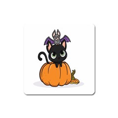 Halloween Cute Cat Square Magnet by Bajindul