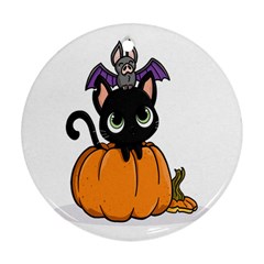Halloween Cute Cat Round Ornament (two Sides) by Bajindul