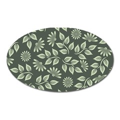 Flowers Pattern Spring Nature Oval Magnet by Bajindul