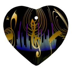 Background Level Clef Note Music Heart Ornament (two Sides) by Bajindul