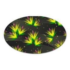 Floral Abstract Lines Oval Magnet by Bajindul