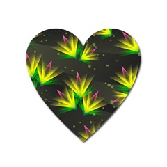 Floral Abstract Lines Heart Magnet by Bajindul