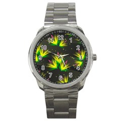 Floral Abstract Lines Sport Metal Watch