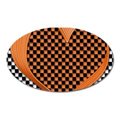 Heart Chess Board Checkerboard Oval Magnet by Bajindul