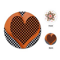 Heart Chess Board Checkerboard Playing Cards (round) by Bajindul