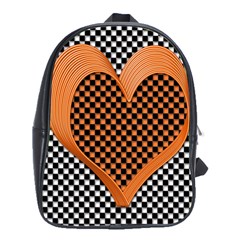 Heart Chess Board Checkerboard School Bag (large)