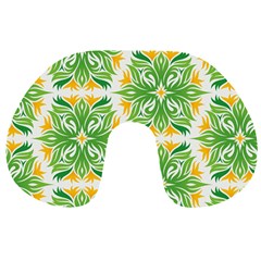 Green Pattern Retro Wallpaper Travel Neck Pillow by Bajindul