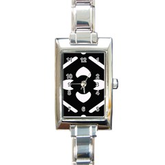 Pattern Flower Black Rectangle Italian Charm Watch