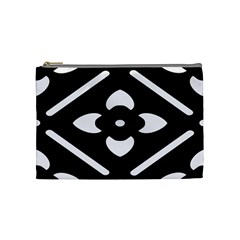 Pattern Flower Black Cosmetic Bag (medium)