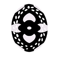Pattern Flower Black Oval Filigree Ornament (two Sides) by Bajindul