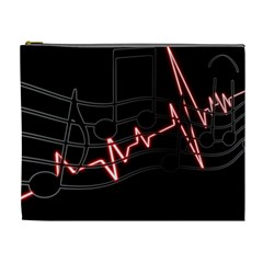 Music Wallpaper Heartbeat Melody Cosmetic Bag (xl) by Bajindul