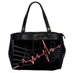 Music Wallpaper Heartbeat Melody Oversize Office Handbag (2 Sides) by Bajindul
