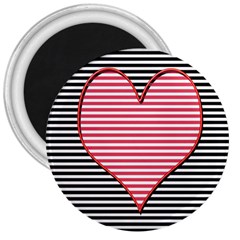 Heart Stripes Symbol Striped 3  Magnets